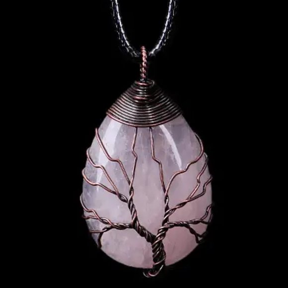 boutique Jewelry - Pink Tree of Life Wire-Wrapped Necklace